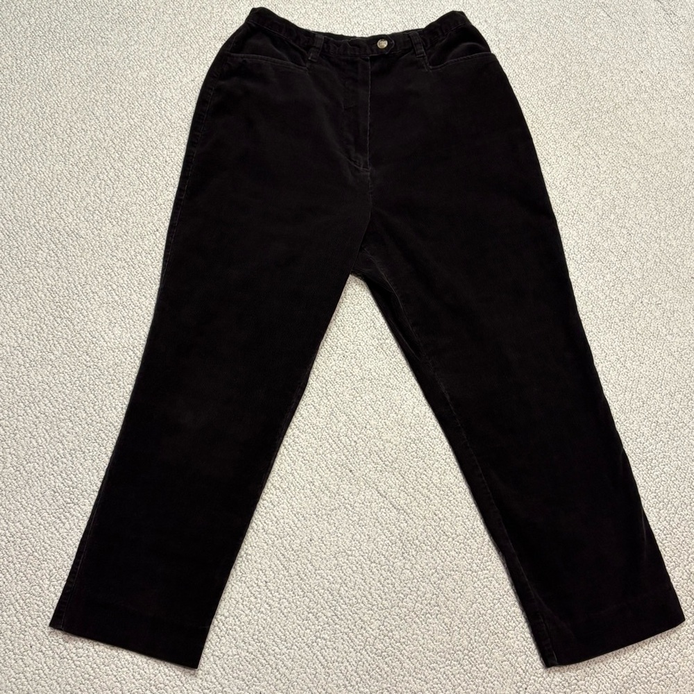 Shaver Lake Black Corduroy‎ Pants Women Size 10 Straight Leg High Rise Cotton